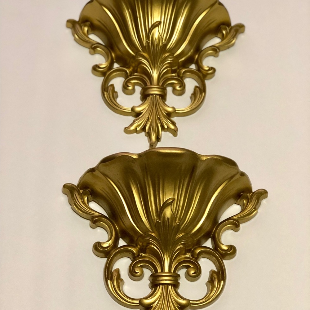 Two Gold Sconces Syroco Inc. Made in the USA 4446